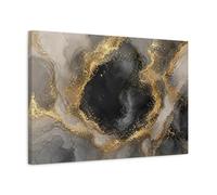 Abstract Marble Black Gold Canvas Print - Living Room, Above Couch 24×16 inch (60×40 cm) - Horizontal / 1.25 inch (3 cm)