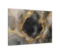 Abstract Marble Black Gold Canvas Print - Living Room, Above Couch 36×24 inch (90×60 cm) - Horizontal / 1.25 inch (3 cm)