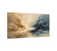 Abstract Modern Fluid Forms Blue And Gold - Canvas Wall Art Print 30×15 inch (75×37 cm) - Horizontal / 1.25 inch (3 cm)