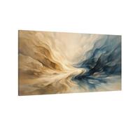 Abstract Modern Fluid Forms Blue And Gold - Canvas Wall Art Print 48×24 inch (120×60 cm) - Horizontal / 1.25 inch (3 cm)