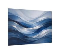 Abstract Modern Waves Blue Living Room - Canvas Wall Art Print 48×32 inch (120×80 cm) - Horizontal / 1.25 inch (3 cm)