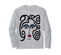 Abstract Modern Woman Face Eyes Art Illustration Graphic Manche Longue