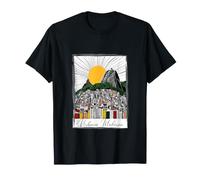Abstract Mountain and Favela Sunset Illustration T-Shirt