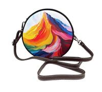 Abstract Mountain Peak Sac à bandoulière rond en cuir pour femme