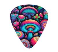 Abstract-Mushrooms Lot de 12 médiators avec 3 épaisseurs et boîte de rangement, médiators en ABS pour guitare basse électrique