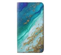 Abstract Ocean Blue Color Mixed Emerald Etui Flip Housse Cuir pour Samsung Galaxy A56
