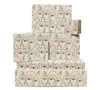Abstract Papier Cadeau - 6 Feuilles Modern Papier Cadeau For Hommes Wohommes Teens Amis - Anniversaire Noël Mariage Anniversaire - Minimalist Line Art Beige Design - Comes With Tags