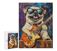 Abstract Pug Playing Guitar Art Print Puzzle 1000 Pièces Educa Jouet en Bois Cadeau Unique Décoration Intérieure Jeu Éducatif Challenge Toy Adultes Et Enfants À Partir De 14 Ans 500 PCS