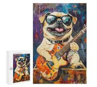 Abstract Pug Playing Guitar Art Print Puzzle 1000 Pièces Educa Jouet en Bois Cadeau Unique Décoration Intérieure Jeu Éducatif Challenge Toy Adultes Et Enfants À Partir De 14 Ans 1000 PCS