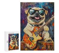 Abstract Pug Playing Guitar Art Print Puzzle 1000 Pièces Educa Jouet en Bois Cadeau Unique Décoration Intérieure Jeu Éducatif Challenge Toy Adultes Et Enfants À Partir De 14 Ans 300 PCS