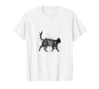 Abstract Scribble Cat Ink Drawing, Minimalist Black Line Art T-Shirt