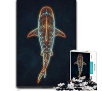 Abstract Shark Art on Dark Background-1 Puzzle en Bois, 300 pièces | Puzzle adulte - défi commun pour les proches avec activité sans écran à la maison.