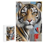 Abstract Tiger Art Print Puzzle 1000 Pièces Educa Jouet en Bois Cadeau Unique Décoration Intérieure Jeu Éducatif Challenge Toy Adultes Et Enfants À Partir De 14 Ans 1000 PCS