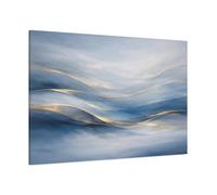 Abstract Waves Blue Gold - Canvas Wall Art Print 48×32 inch (120×80 cm) - Horizontal / 1.25 inch (3 cm)