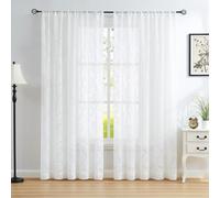 Abstractex - Lot de 2 panneaux de rideaux en dentelle blanche pour salon, 183 cm, à motifs damas floral transparent, rideaux de luxe vintage filtrant la lumière pour traitement de fenêtre victorien