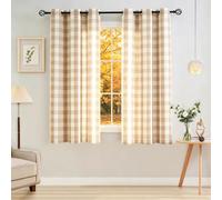 Abstractex Rideaux transparents taupe et blanc à carreaux buffalo de 152,4 x 137,2 cm pour chambre à coucher - Rideaux vichy à larges carreaux pour ferme en lin texturé - Rideaux classiques