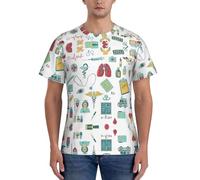 Abstraction Biology Chemistry4 T-shirt d'entraînement imprimé pour homme à manches courtes athlétique Active Tops col rond T-shirt pour la course à pied, Noir , 3XL