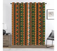 Abstrait Africain Rideau Occultant Géométrie Ethnique Isolation Thermique avec Oeillets Rideaux pour Chambre Enfant Adulte Cuisine Salon Intérieurs Décoration 2 Panneaux L110 x H215 cm