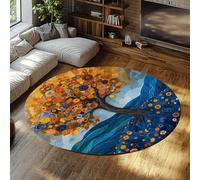 Abstrait Arbre Montagne Rond Tapis Luxueux Arbre de Vie à Motifs antidérapants Doux Cercle Tapis pour Salon Salle à Manger décoration intérieure 200cm