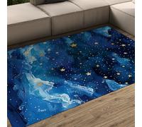 Abstrait Art Moderne Tapis Galaxy Étoilé Ciel Bleu Tapis pour Salon Chambre Appartement Bureau Décor Intérieur Antidérapant Faible Velours 90x120cm