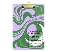 Abstrait Art Vert Violet Personnaliser Service Tech Presse-papiers Trou Standard pour Porte-documents Professeur Taille 9 x 12