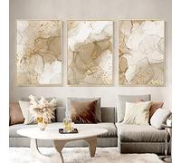 Abstrait Beige Doré Toile tableau Peinture Boho Affiches Et Gravures Moderne Mur Art Tableaux Salon Intérieur Decoration De La Maison 50x70cmx3 Sans Cadre