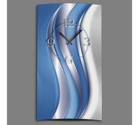 Abstrait bleu/argenté hochkant Designer Horloge murale moderne Horloge murale design Silencieux sans bruit de tic-tac DIXTIME 3D 0026