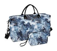 Abstrait Bleu et Blanc Vagues d'eau Décoratif Weekender Sac de Nuit Sport Sac D'entraînement Sac avec Trousse de Toilette pour Randonnée Grande Capacité Bolsas Grandes Para Mujer