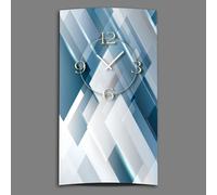 Abstrait bleu gris argenté Horloge murale design moderne horloges murales silencieuses pas de tic-tac dixtime 3D-0176