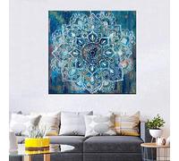 Abstrait bleu Mandala photo affiche murale Style moderne toile impression Mandala peinture Art allée salon décor Unique 60x60 cm sans cadre