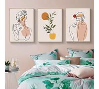 Abstrait Boho Couleur Bloc Simple Ligne Toile Peinture Imprimer Fille Corps Dos Art Mur Affiche Pour Salon Chambre Décor À La Maison Photo/Pas De Cadre
