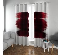Abstrait Boho Rideaux occultants Noir et Rouge dégradé Géométrique Isolé Thermique Assombrissant Réduction du Bruit pour Salon Ferme W140xL200cm 2 pièces
