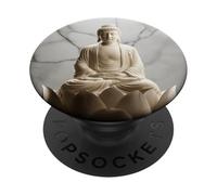 Abstrait Bouddha Fleur de Lotus Minimaliste Bouddhisme Bouddhiste PopSockets PopGrip Adhésif