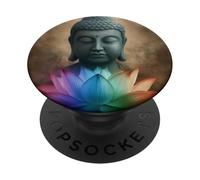 Abstrait Bouddha Fleur de Lotus Minimaliste Bouddhisme Bouddhiste PopSockets PopGrip Adhésif