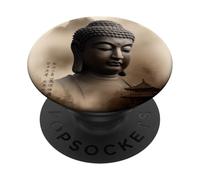 Abstrait Bouddha Fleur de Lotus Minimaliste Bouddhisme Bouddhiste PopSockets PopGrip Adhésif