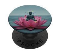 Abstrait Bouddha Fleur de Lotus Minimaliste Bouddhisme Bouddhiste PopSockets PopGrip Adhésif