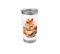 Abstrait Café Tasse Grains Caféine Espresso Barista Gobelet isotherme en acier inoxydable double paroi