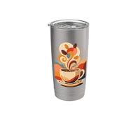 Abstrait Café Tasse Grains Caféine Espresso Barista Gobelet isotherme en acier inoxydable double paroi
