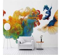 Abstrait Coloré Brume Petits Poissons Créatif Papier Peint 3D Installation Facile Intissé Tapisserie Bureau Salon Canapé Chambre Décoration Murale-430cm×300cm