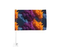 Abstrait Coloré Fumé Violet Orange Voiture Drapeau Extérieur Fenêtre Clip 30x45 Cm Double Face Décoration de Voiture