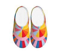 Abstrait Colorful Rays Pantoufles en flanelle pour homme Pantoufles arc-en-ciel antidérapantes chaudes pour intérieur et extérieur, multicolore, X-Small