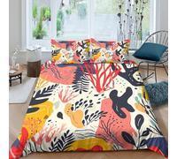 Abstrait coral reef Housse de Couette Microfibre Hypoallergique 3 pièces 3D Effet Facile d'entretien Coloré tropical Linge de Lit avec 2 Taies d'oreiller Léger for Enfant Super king（260x220cm）