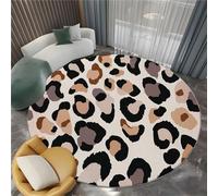Abstrait Couleur Tapis Rond pour Salon - Lavable en Machine - Motif Simple Imprimé Léopard Tapis Antidérapant Doux, 60 cm pour Chambre à Coucher Salle d'étude Table Circulaire