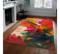 Abstrait Coup de Pinceau Tapis lavables pour Salon Boho éclat Rouge Orange Rose Vert antidérapant Grande Chambre à Coucher 160x200cm Poils Ras Cuisine Salle Manger Bureau