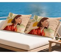 Abstrait Coussin Exterieur Impermeable Housse Coussin 40x80 cm Lot de 2 Modèle De Femme Coussins Couvre automne Décoratives Taie Oreiller Lin Double Face à Motif Pour Jardin Taie d'oreiller q-229