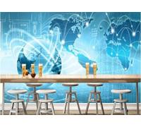 Abstrait Créatif Bleu Terre Art Papier Peint 3D Installation Facile Intissé Tapisserie Bureau Salon Canapé Chambre Décoration Murale-300cm×210cm