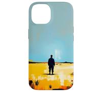 Abstrait Desert Horizon Figurine Solitaire Paysage Art Coque pour iPhone 14