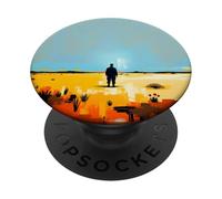 Abstrait Desert Horizon Figurine Solitaire Paysage Art PopSockets PopGrip Adhésif