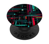 Abstrait Digital Lines Geometric Tech Modern Graphic PopSockets PopGrip Adhésif