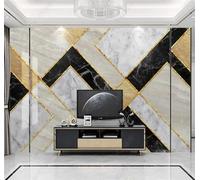 Abstrait Doré Lignes Géométrique Effet Marbre Papier Peint 3D Installation Facile Intissé Tapisserie Bureau Salon Canapé Chambre Décoration Murale-300cm×210cm